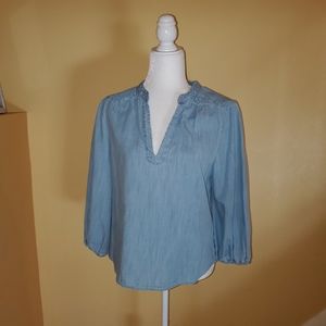 Women"s Faded Denim Pullover Shirt